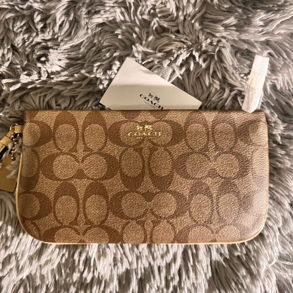 Coach Brown Signature Wristlet